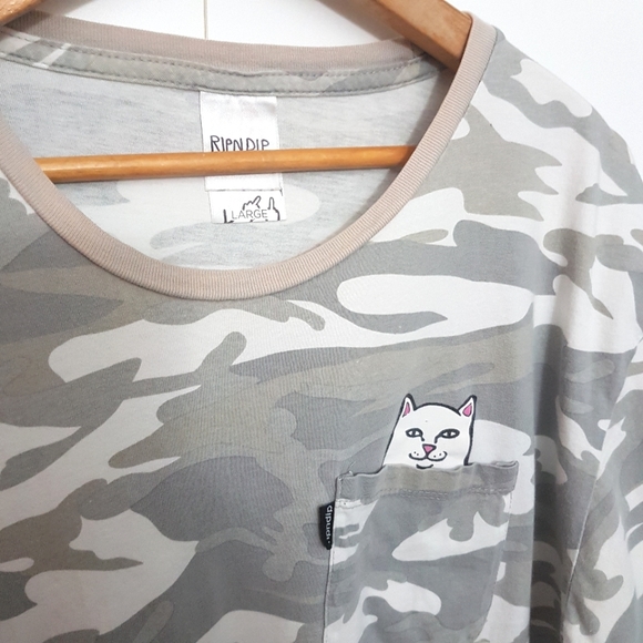 RIP N DIP L Cat Grey Camo T-Shirt Size Large - Picture 5 of 8